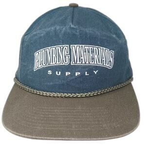 Cobra Caps 5 Panel Blue Gray Hat Plumbing Materials Supply Embroidered Rope OS
